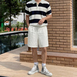 Boucle stripe collar knit