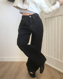 Chavel Button Back Adjust Wide Denim Pants