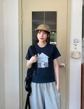 Giltbee Star Embroidered Crop Short Sleeve Tee