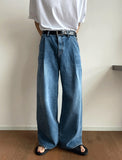 Roll-up wide washing denim
