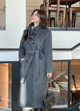 Levea Double High Neck Long Coat (Belt Set)