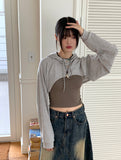 Lots Snap Button Waffle Layered Hood Bolero