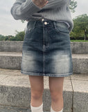 Epee Denim Washing Mini Skirt