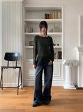 Delray Back Slit Wide Denim Pants