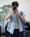 Salt Two-Pocket Washed Denim Short Sleeve Shirt
