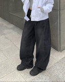 Deren Cut Washing Wide Denim Pants