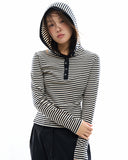 Henry stripe hoodie long sleeve