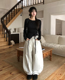 Cottie Flip Back Pocket Curved Cotton Pants