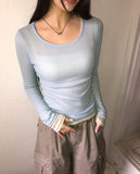 Maden See-Through Layered Long Sleeve T-Shirt