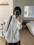 [BAONHAUS] Tenin Cotton Boxy Over Plain Shirt
