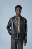 [Real Leather] Lambskin China Collar Jacket