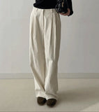 Illy Pintuck Corduroy Wide Slacks