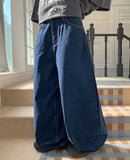 Reden Pink Stitch Balloon Wide Denim Pants