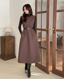 Shuv Polar Knit Quilting Padding Vest One Piece Set (Belt Set)