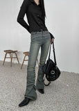 Shirring denim boot cut pt