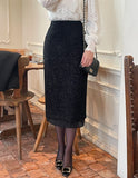 Mittel See-Through Pearl Tweed Long Skirt