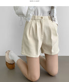 Winter Shorts Corduroy Fleece Brushed Pin Tuck Banding Short Pants