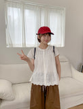 Butter Frill Shirring Short Sleeve Blouse