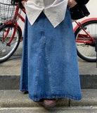 Nenkobu Washing Maxi Long Denim Skirt