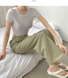 Stripe Banding Wide Pants
