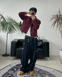 Ruped cropped washed jacket