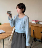 Maiko round frill ribbon bokashi knit