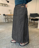 Ronconi Banding Slit Patch Denim Long Skirt
