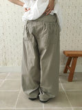 Gyuni Shirring Pocket Balloon Wide Cotton Pants