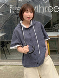 Diltiber Seersucker Check Hood Short Sleeve Shirt