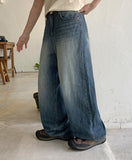 Ruiki Cut Washing Wide Denim Pants