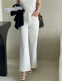 Delia Cotton Wide Banding Denim Pants