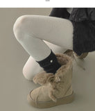 Dia Embroidered Hole Point Thick Span Winter Cotton Stockings