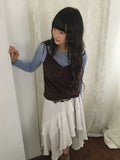 Miseka Lace Button V-Neck Sleeveless