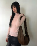 Pick Wrinkle Leather Big Cross Shoulder Bag