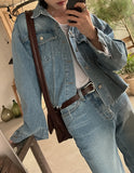 Lavender crop denim jacket