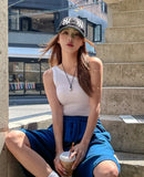Low rivet one shoulder sleeveless