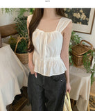 Purity Feminine Ribbon Sleeveless Blouse Vacation Look