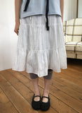 Hariki Stripe Banding Midi Skirt