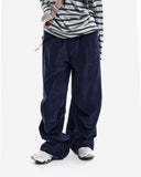 Smooth corduroy pintuck wide pants