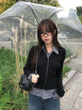 Risha Check Collar Knit Shirt Rib Cardigan