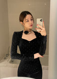 Older Cubic Bolero Velvet Long One Piece