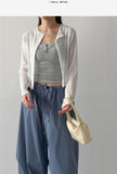 Pleated Crop Cardigan T-shirt