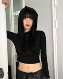 Blomer drape slim cropped hooded T-shirt