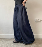 [unisex] Menteki Summer Banding Raw Denim Wide Pants