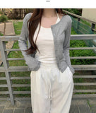 Slim Fit U-neck Long Sleeve Spring Summer Cardigan
