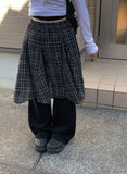 Teten Check Unbalance Midi Skirt