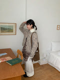 Laniko Round Mix Color Pattern Wool Knit Cardigan