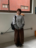 [unisex] Panpio Embroidered Stripe Layered Sweatshirt