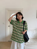 [Unisex] Yonder Color Stripe Collar Over Short Sleeve Knit
