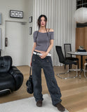 Coase Washing Cut Parachute Pants